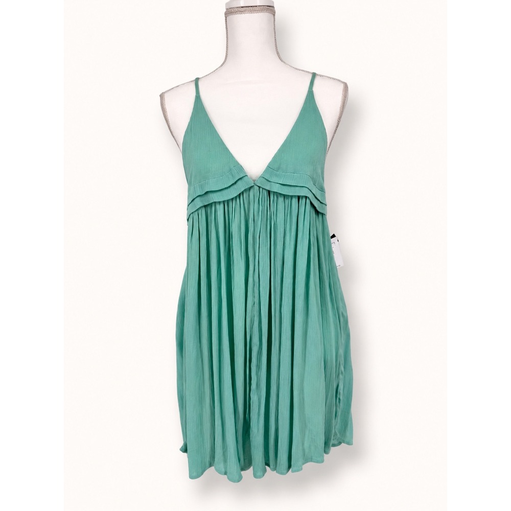 NEW O'Neill Women Large Saltwater Solid Seafoam Babydoll Dress Cover Up Gauzy